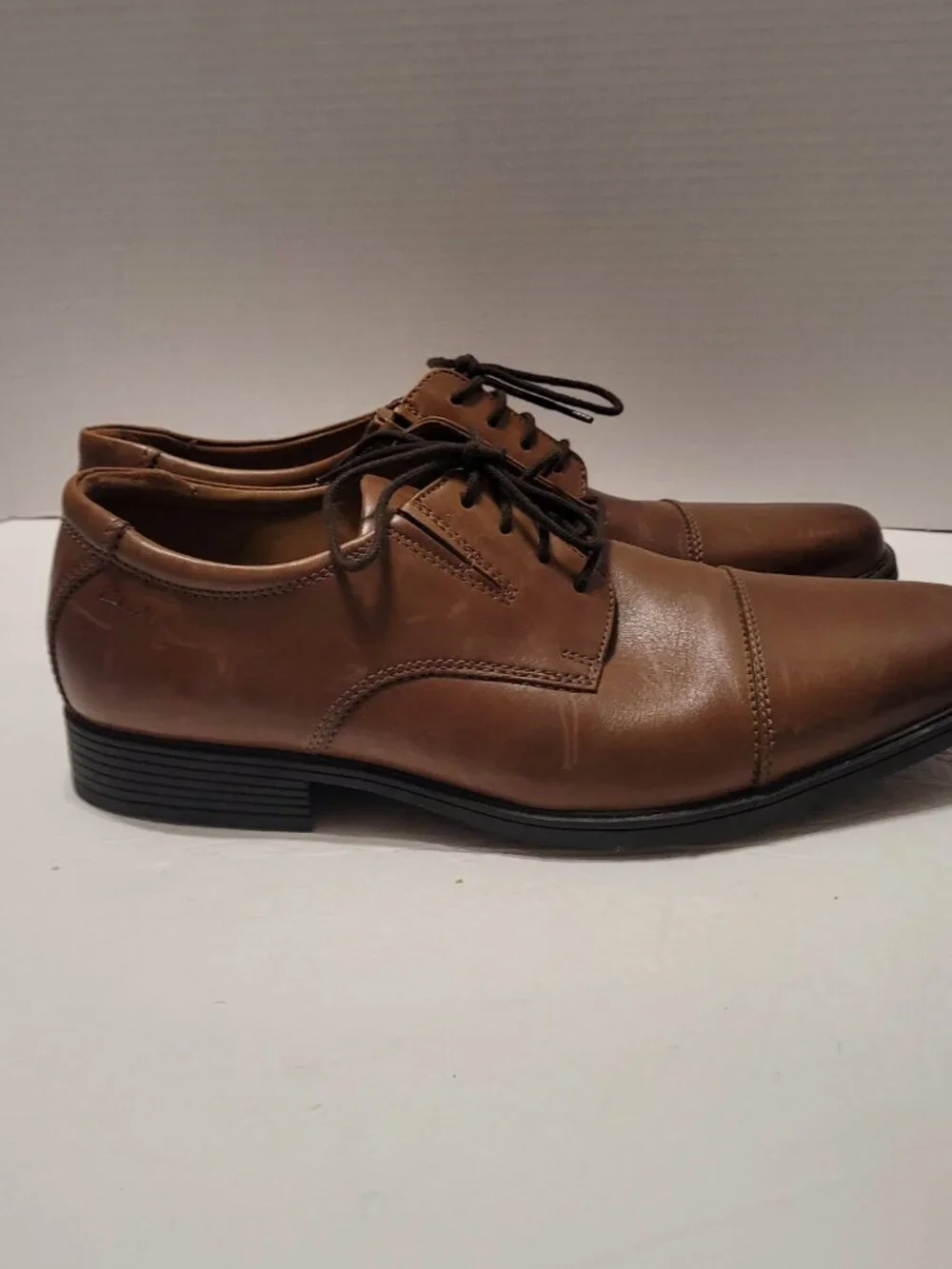 Clarks Collection Men's Brown Leather Cap Toe Oxford Dress Shoes US 10 M